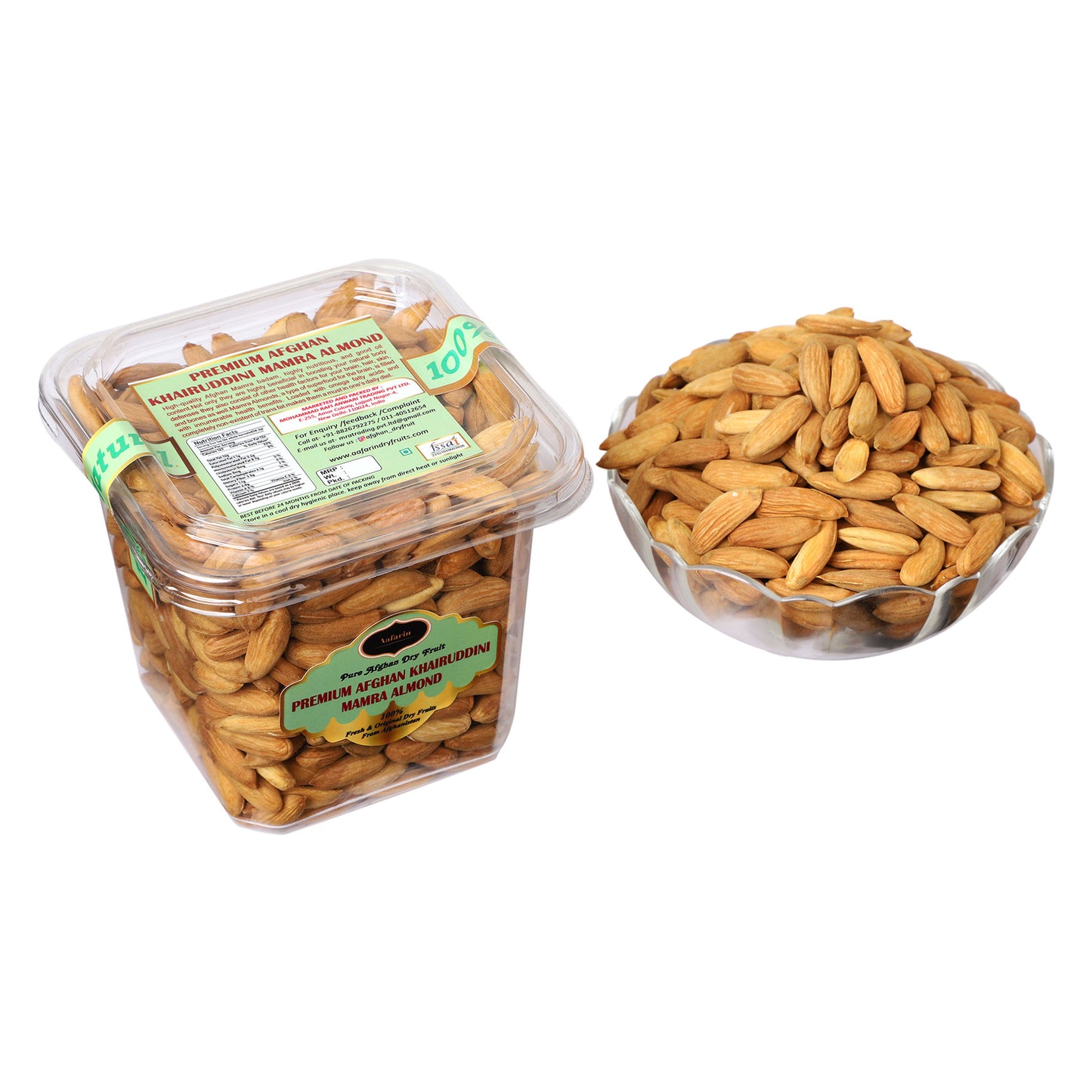 AAFARIN PREMIUM AFGHAN KHAIRUDDINI MAMRA ALMOND ( MAMRA GIRI BADAM ).