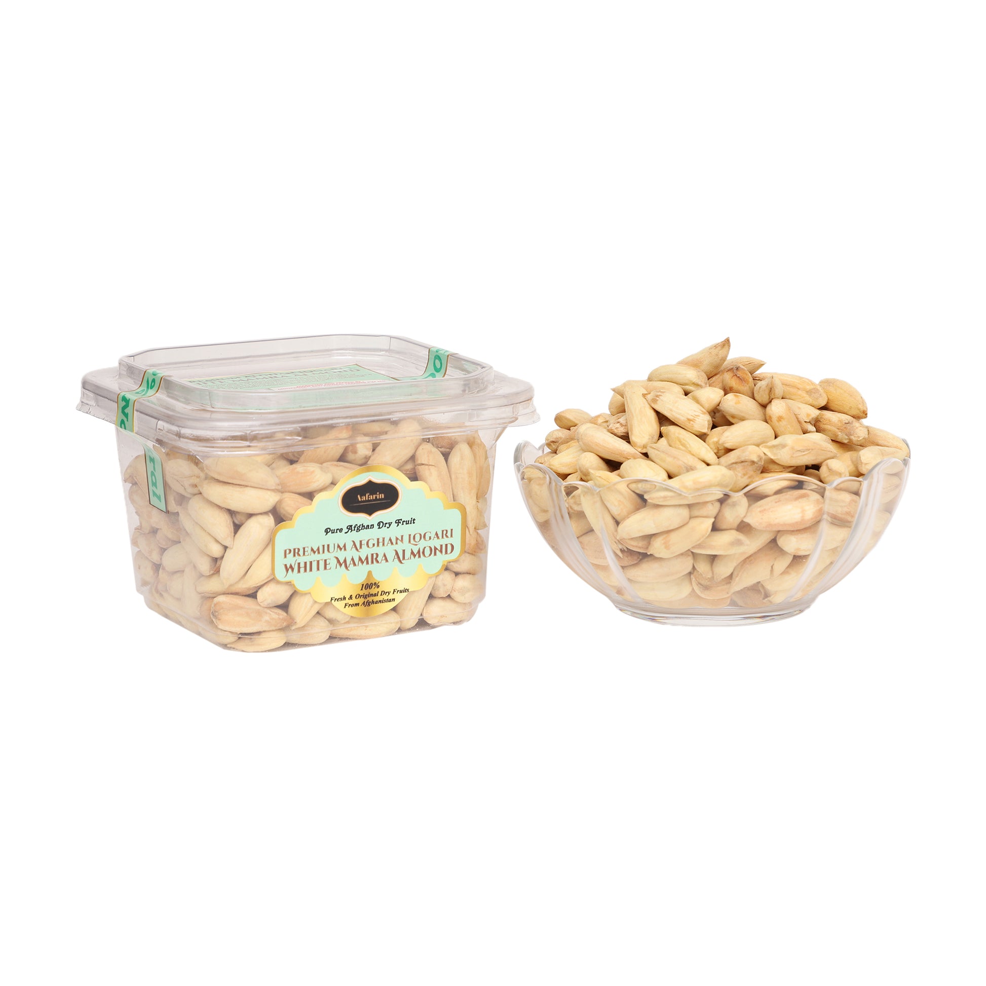 AAFARIN PREMIUM AFGHAN LOGARI MAMRA ALMOND ( WHITE SHAHI MAMRA BADAM ).