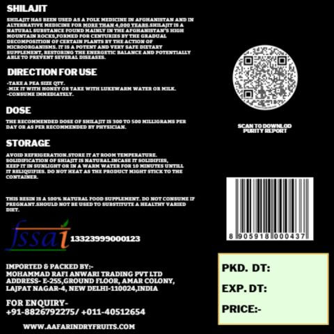 SHILAJIT RESIN FOR ENERGY, FOCUS AND VITALITY – PURE QUALITY AFGHAN SHILAJIT | STRENGTH | STAMINA | POWER | 100% PURE AND NATURAL