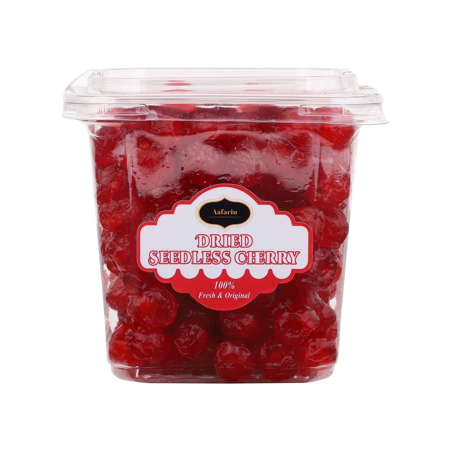 AAFARIN GOURMET DEHYDRATED AND SUGAR COATED SEEDLESS CHERRY.