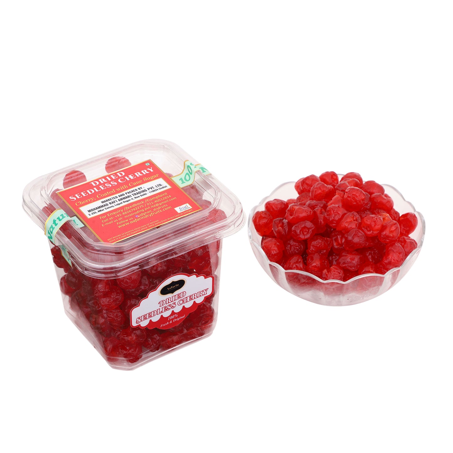 AAFARIN GOURMET DEHYDRATED AND SUGAR COATED SEEDLESS CHERRY.