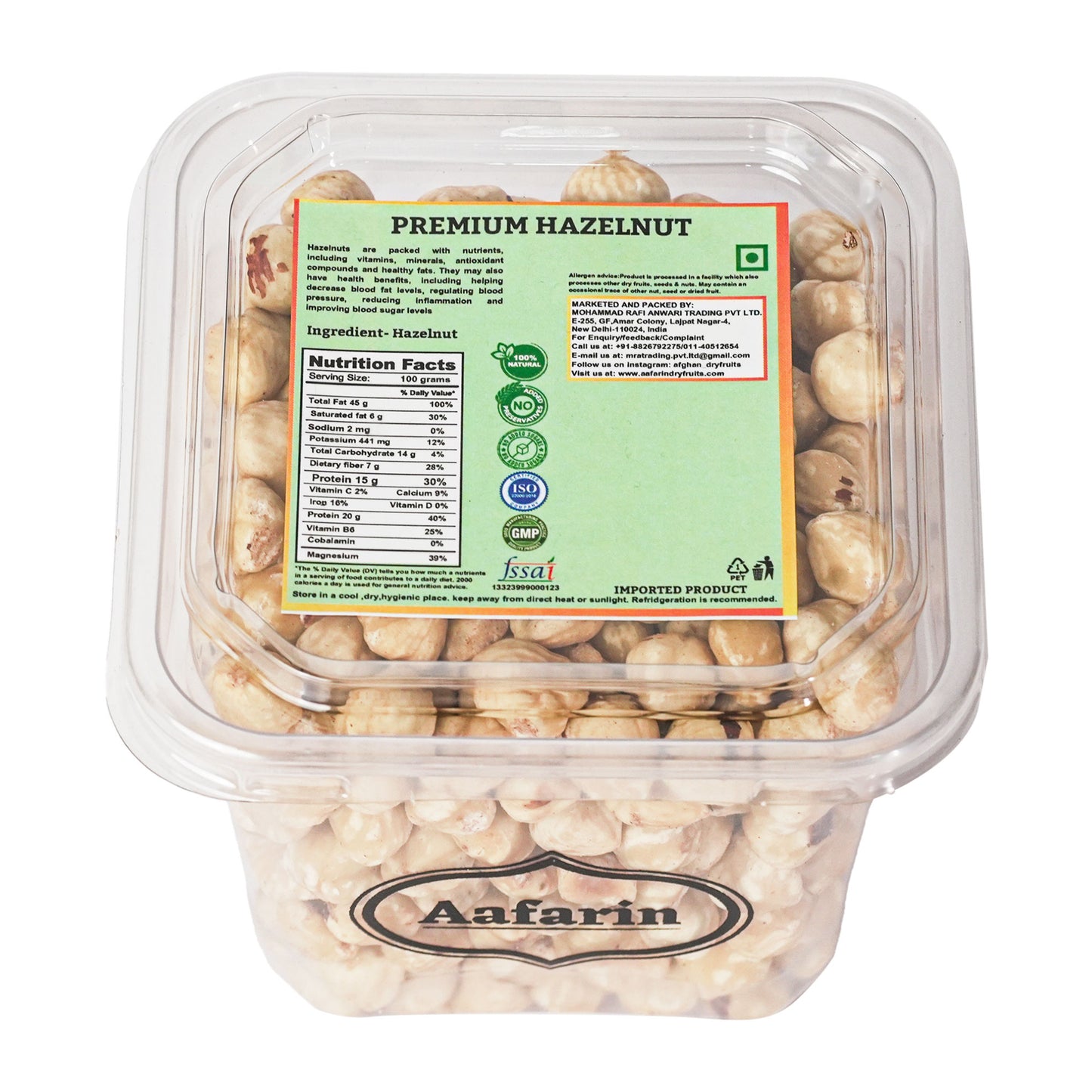 AAFARIN PREMIUM IMPORTED HAZEL NUTS.