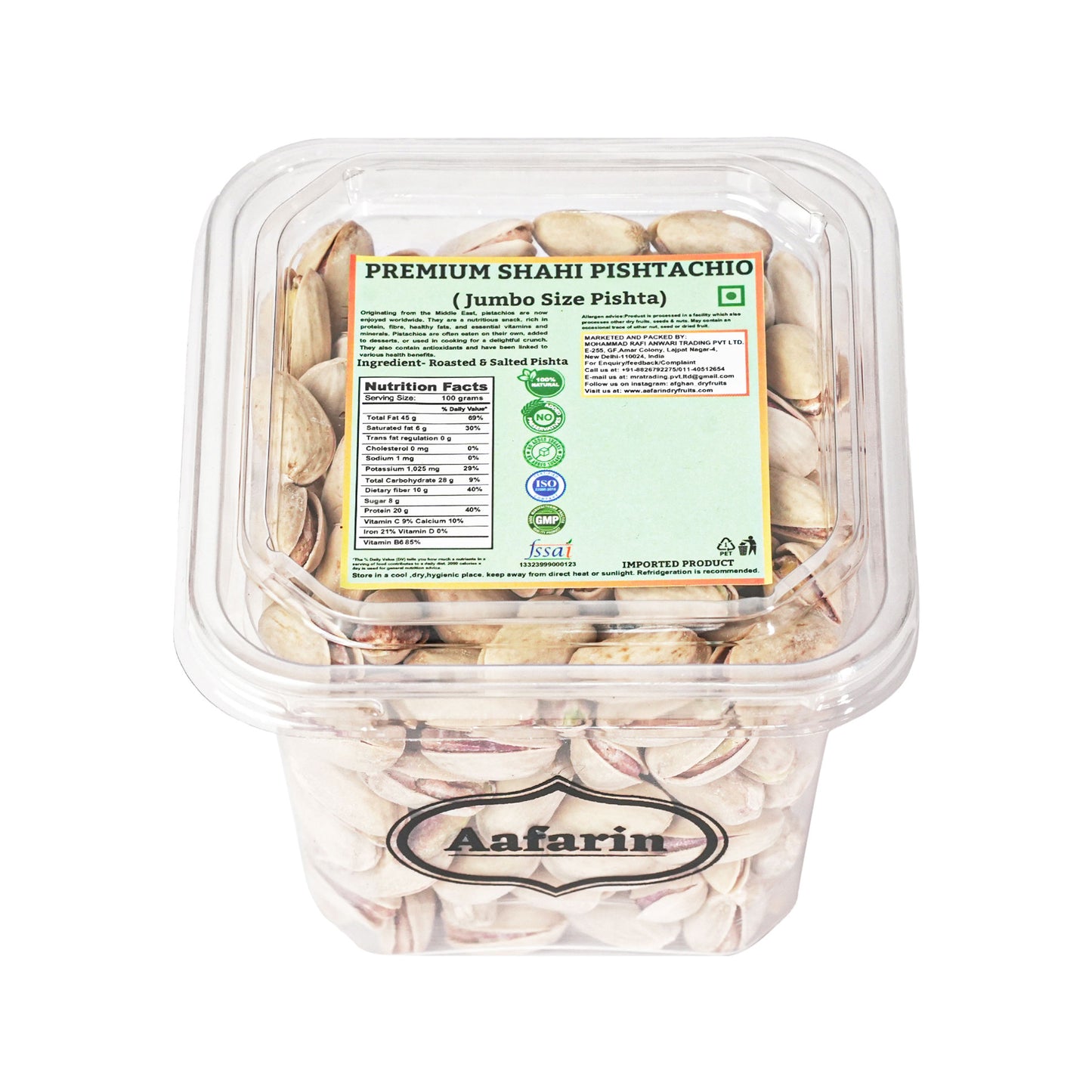 AAFARIN PREMIUM JUMBO SHAHI ROASTED AND SALTED PISTACHIOS (JUMBO SIZE PISHTA).
