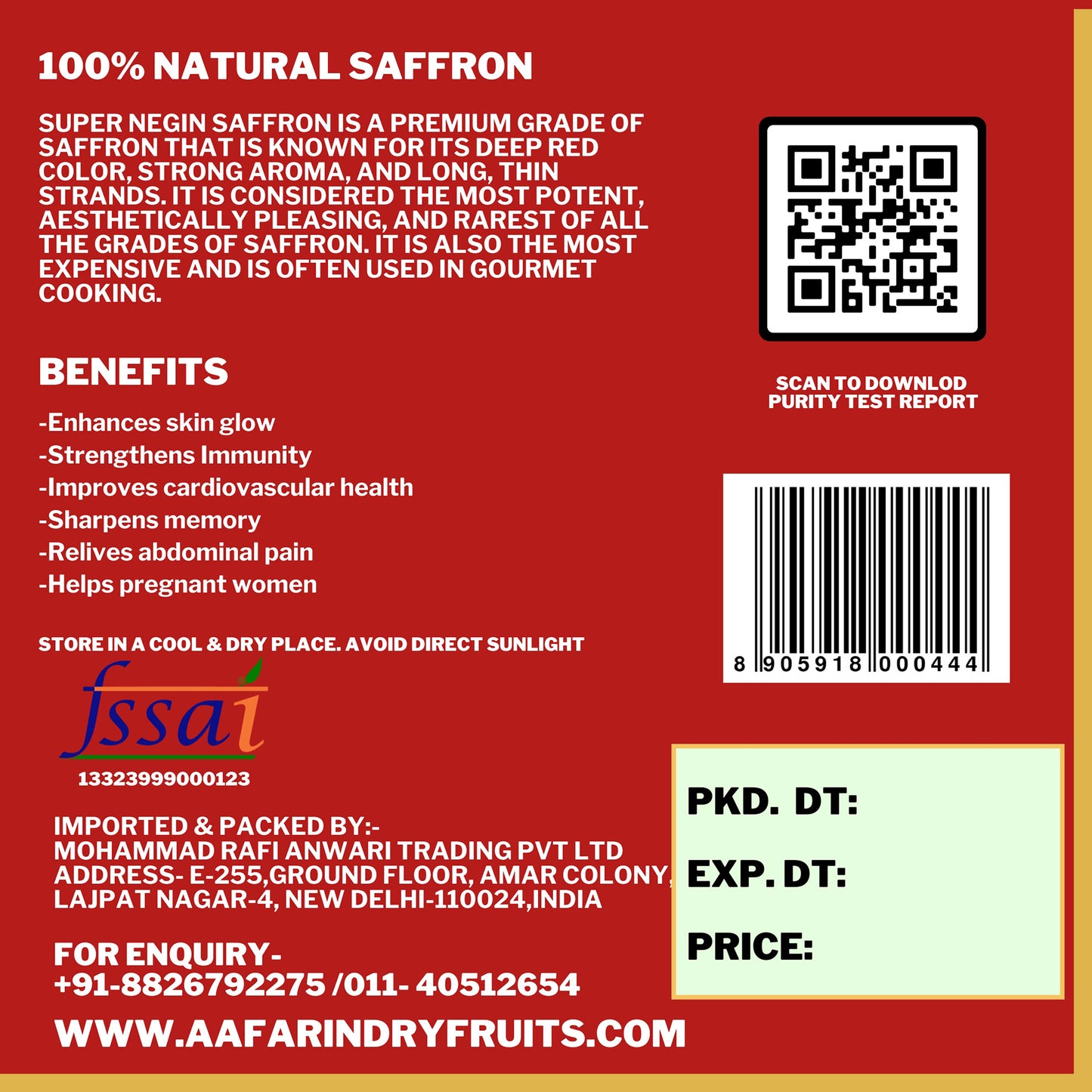 AAFARIN PREMIUM AFGHAN SUPER NEGIN SAFFRON.