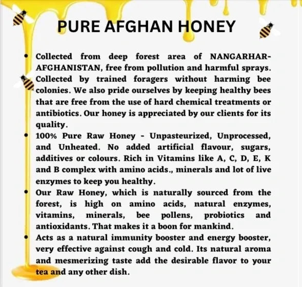 AAFARIN PURE AFGHAN RAW FOREST HONEY.