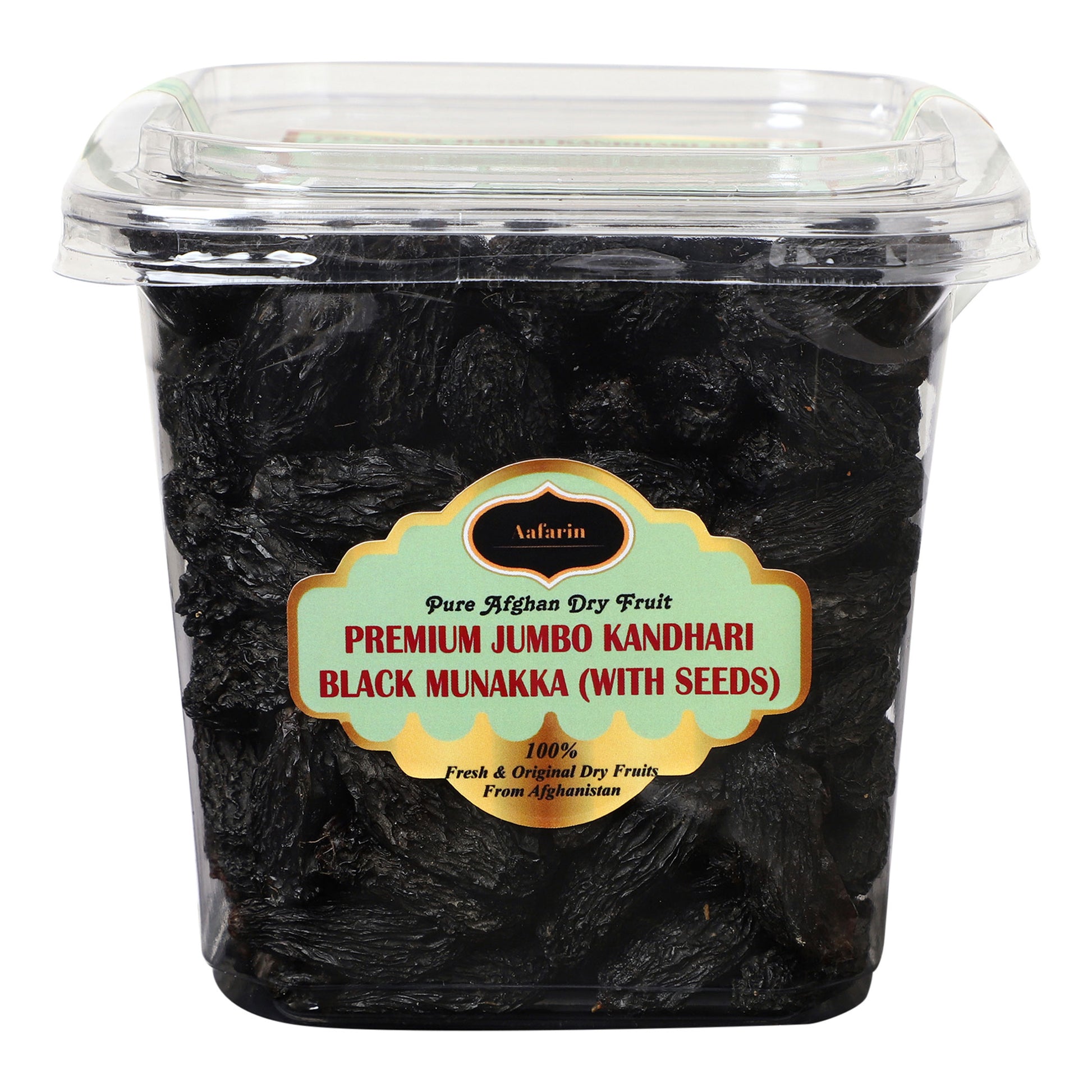 AAFARIN PREMIUM AFGHAN JUMBO KANDHARI BLACK MUNAKKA (WITH SEEDS).