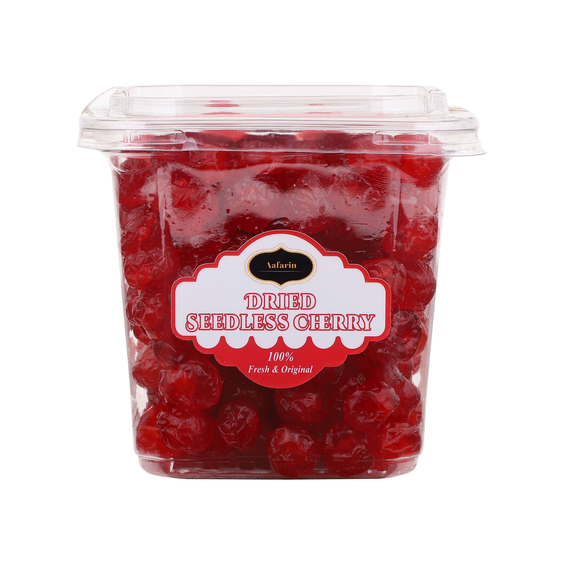 AAFARIN GOURMET DEHYDRATED AND SUGAR COATED SEEDLESS CHERRY.
