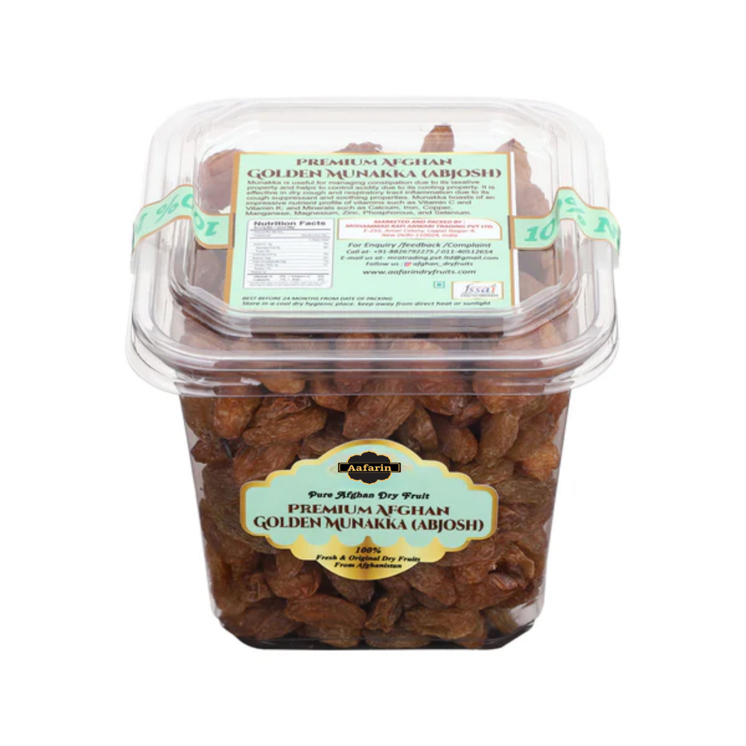 PREMIUM AFGHAN GOLDEN MUNAKKA (BIG ABJOSH MUNAKKA WITH SEEDS )