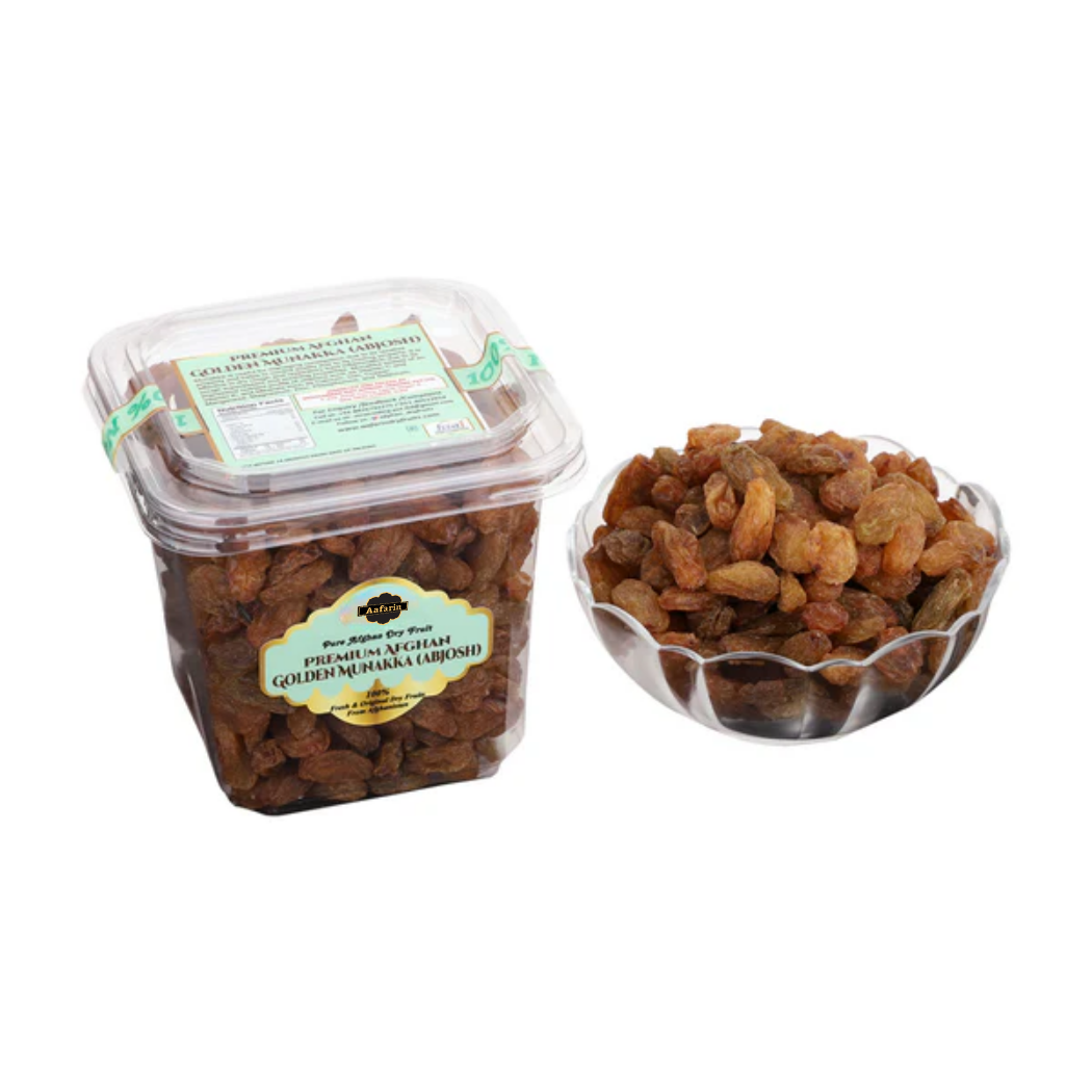 PREMIUM AFGHAN GOLDEN MUNAKKA (BIG ABJOSH MUNAKKA WITH SEEDS )