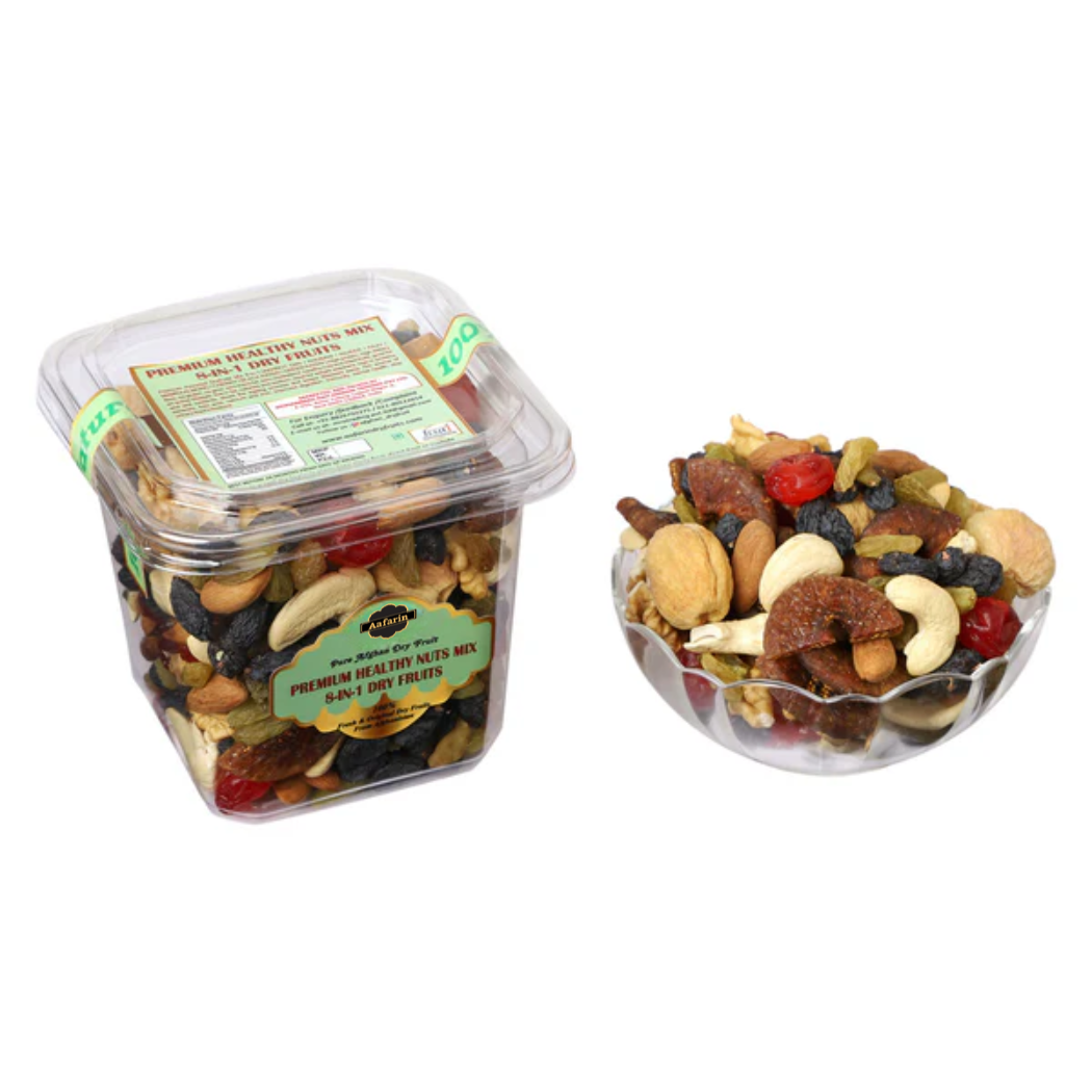 PREMIUM HEALTHY NUTS MIX |8-IN-1 DRY FRUITS| (AKHROT GIRI / KHUBANI / ANJEER / KAJU / MAMRA ALMOND / CHERRY / BLACK RAISIN / GREEN RAISIN )